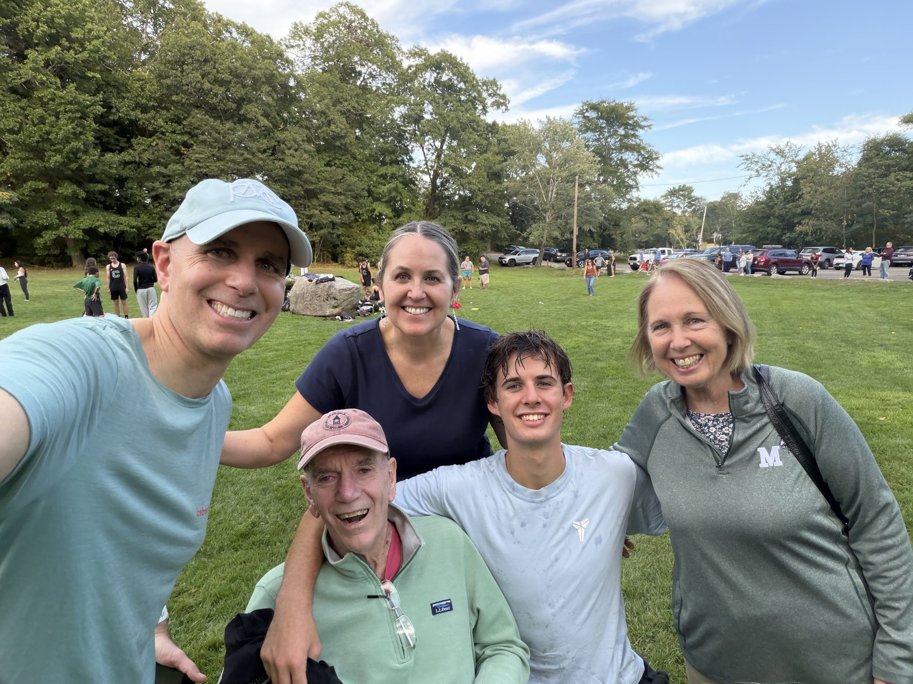 Family together after the meet, with Walter beside his grandfather and grandmother.